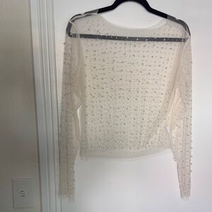 Sheer Embellished Long Sleeve Top